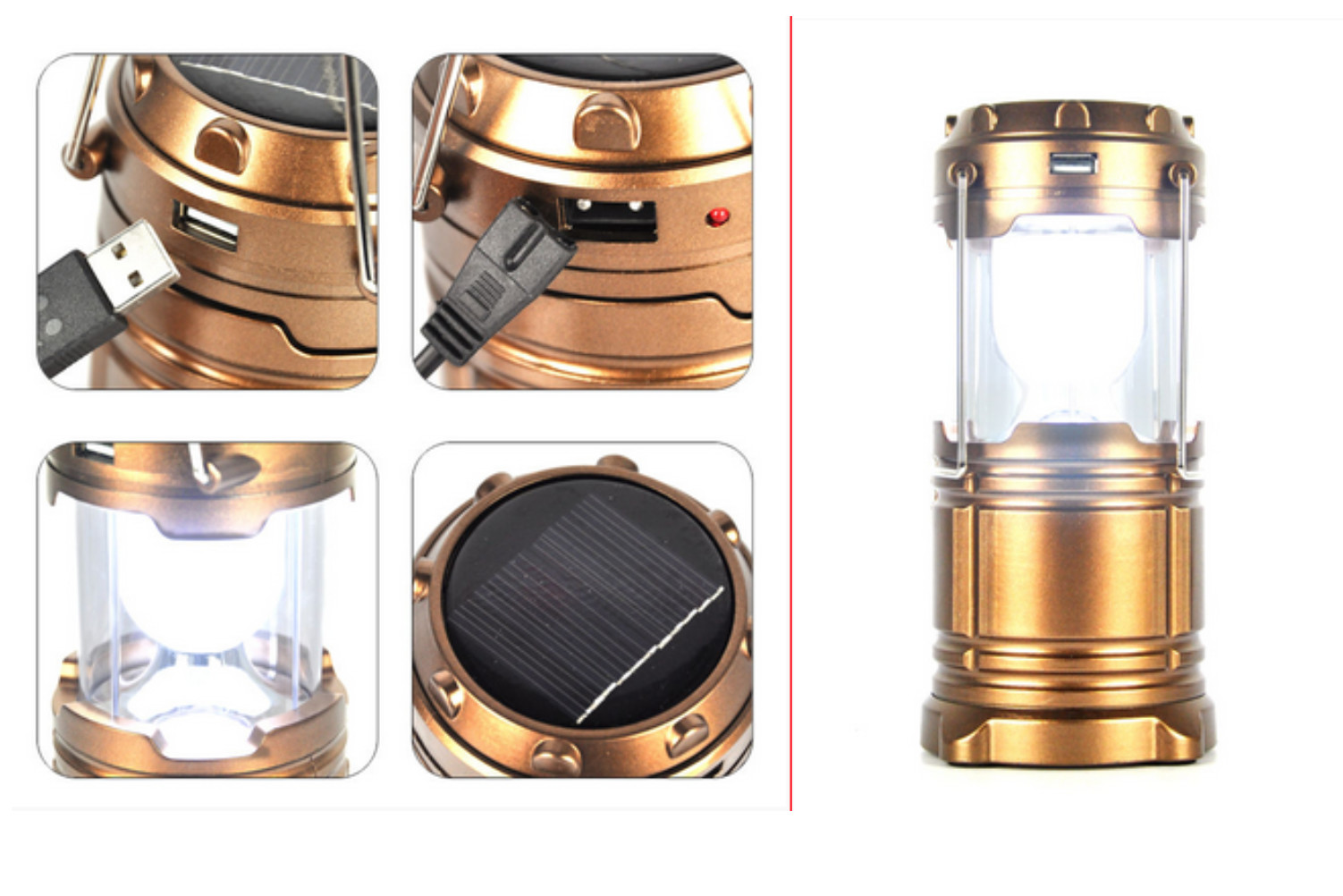 China Solar Panel rechargeable led camping lantern Portable Light Camping ABS Shell factory
