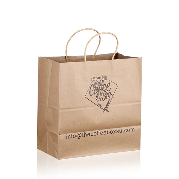 Quality Take Out Food Packing Kraft Paper Bags Flat Handle 7