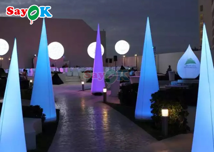 China 5m Inflatable Lighting Decoration Cone Red Light Post For Party Wedding Event factory