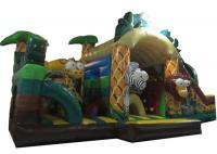 China New elephant inflatable combo jumping house zoo animals palm trees inflatable combo house factory
