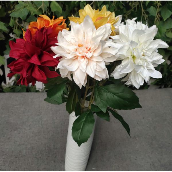 Quality European Style 3 Heads Dahlia Artificial Flower For Home Party Wedding Silk Flower for sale