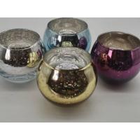China Glass Golden Tea Light Candle Holders, wholesale round decoration glass vase gold factory