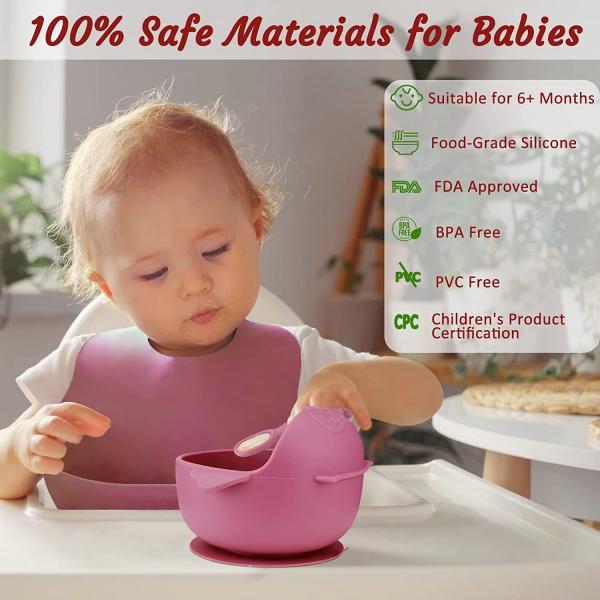 Quality Washable girls Silicone Dinnerware Set Pink Bib Reusable Tasteless for sale