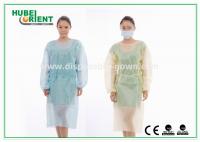 China Medical Protective Clothing / Blue Yellow Surgical PP+PE Isolation Gown With Elastic Wrist For Clinic factory