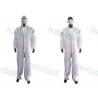 China SMS White Disposable Coveralls , Chemical Protective Suit With Hood Tape Seam factory