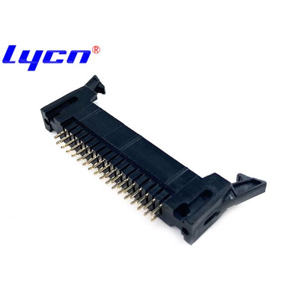 Quality Straight Ejector Header LCP Black 2.54mm Pitch Long Latch PCB Board Pin Connectors for sale