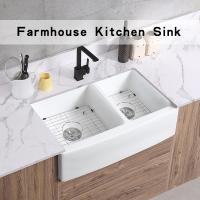 China Ceramic Rectangular Double Bowl Farmhouse Sink 33 Inch Farmhouse Sink factory