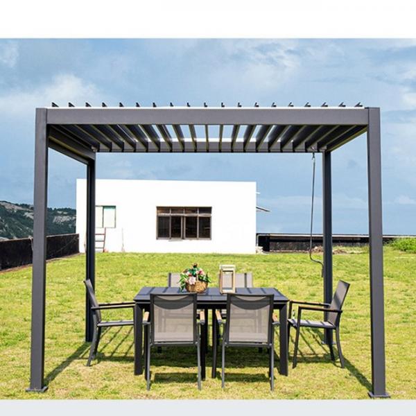 Quality 3.6mx4.2m Metal Roof Gazebo Villa Garden Landscape Leisure Shade Aluminium Pergola With Sides for sale