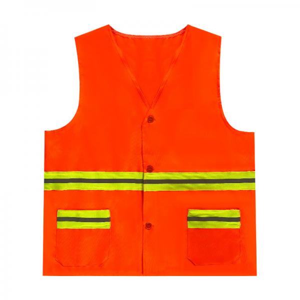 Quality Custom Reflective Safety Vests Orange Safety Vest With Pockets for sale