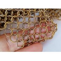 China 0.8x7mm Stainless Steel Metal Ring Mesh Curtains Gold Color Used For Space Divider factory