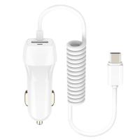 China 5V 3.4A Rapid Phone Charger 5Ft 1.5M Spring Flexible Cable 2 In 1 Car Charger for sale