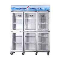 China High Efficiency Commercial 6 Glass Door Refrigerator Fan Cooling Dual Compressor for sale