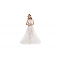 China Classical White Party Dresses For Women , Lace Appliqued Long Evening Dresses factory