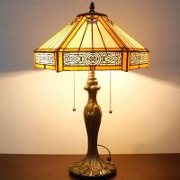 China 30cm 40cm Hexagon Living Room Bed Room Coffee House Hand-crafted Antique Stained Art Glass Table lamp factory