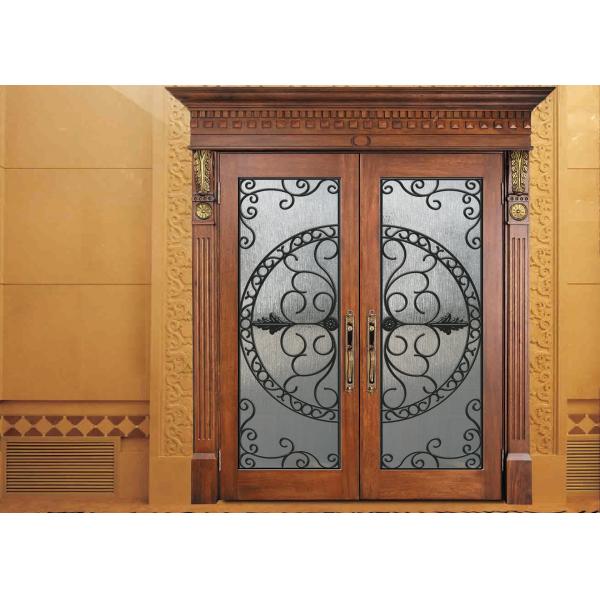 Quality Glass Lowes Wrought Iron Entry Doors And Glass Agon Filled 22*64 inch Size Durable for sale