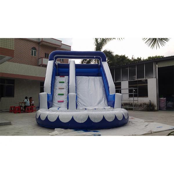 Quality Small Blue Commercial Inflatable Water Slide , PVC iInflatable Water Slide With Pool for sale