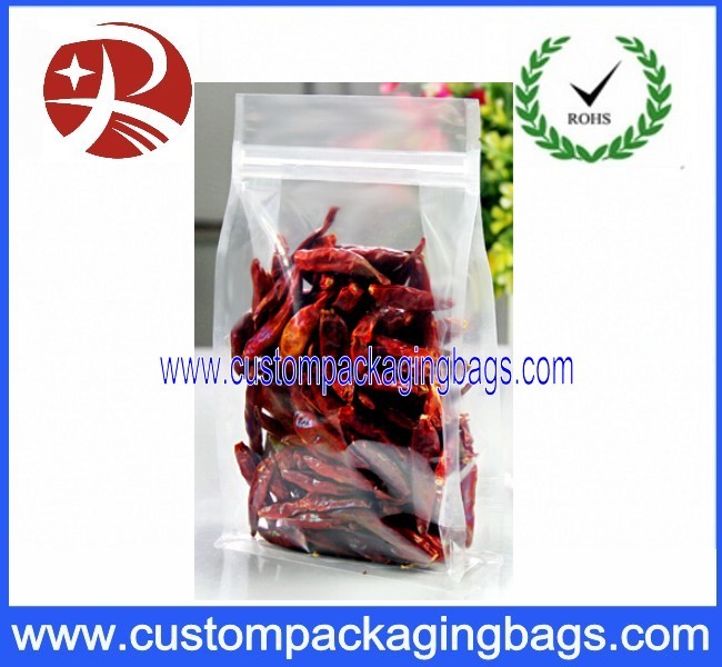 China Clear Plastic Food Packaging Bags Side Gussest With ZipLock Dried Chili factory