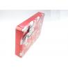 China Red Color Emboss Chocolate Metal Tin Case With Ribbon Bow And Gift Card factory