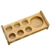 China 7 Holes Paddle Shot Bamboo Wine Glass Holder Beer Cup Serving Tray With Handle factory