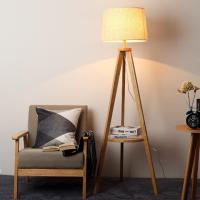 China Modern wooden fabric living room bedroom floor lamp night wooden tripod floor lamp(WH-WFL-14) factory