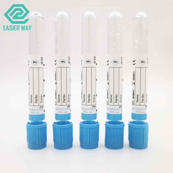 Quality Non Toxic Blood Collection Tubes Vacuum Pt Tube Sodium Citrate With Blue Cap for sale