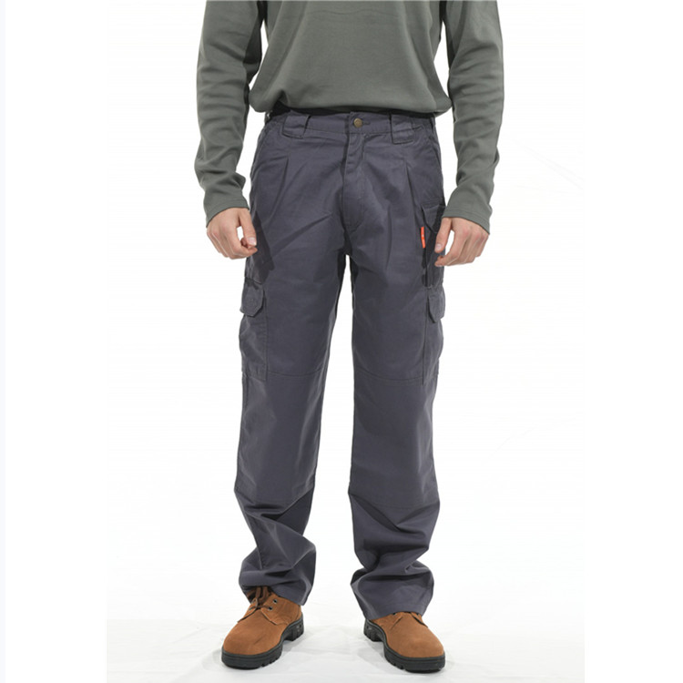 China Cotton FR Twill Cargo Flame Resistant Pants Gray 6 Pockets 7.5oz Fire Rated Work Pants for sale