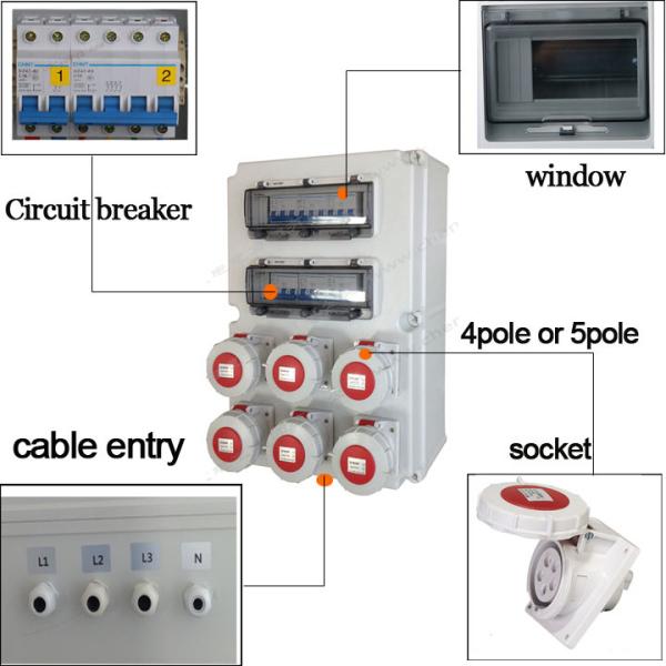 Quality Combined Industrial Socket IP66 32A Weatherproof Distribution Box for sale