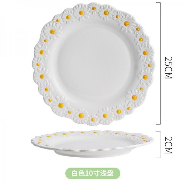 Quality Daisy Underglaze Ceramic Dessert Plates , Faience Ceramic Dinner Set For Salad Food for sale
