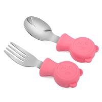 China Durable Harmless Baby Fork And Spoon Set , Lightweight Baby Training Spoon And Fork factory