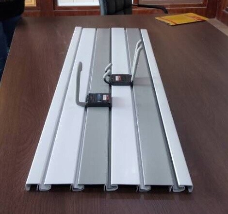 Quality Sandstone Color Assembled UPVC Slatwall Panels For Storage 2.44m * 11cm * 2cm for sale