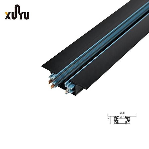 Quality Recessed Track Lighting Rail System 3 Wire Aluminum Black Rail Lighting for sale