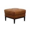 China Vintage H49cm Wood Leather Ottoman Footstool For Living Room factory