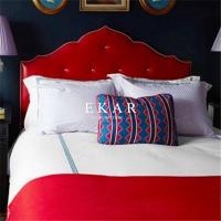 China Wood Double Bed Designs Red Leather King Bed Frame factory