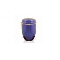 China Steel funeral urns for human ashes shining blue color H 24.8cm Dia 16.5cm factory
