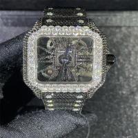 China Luxury Brand Iced Out Moissanite Watch Round Brilliant Cut Skeleton Diamond Watch factory