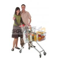 China Metal Supermarket Shopping Trolley , Grocery Shopping Trolleys Zinc Plated Surface factory