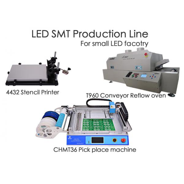 Quality LED SMT Production Line CHMT36 Chip Mounter , Stencil Printer , Reflow Oven T960 , For Small Factory for sale