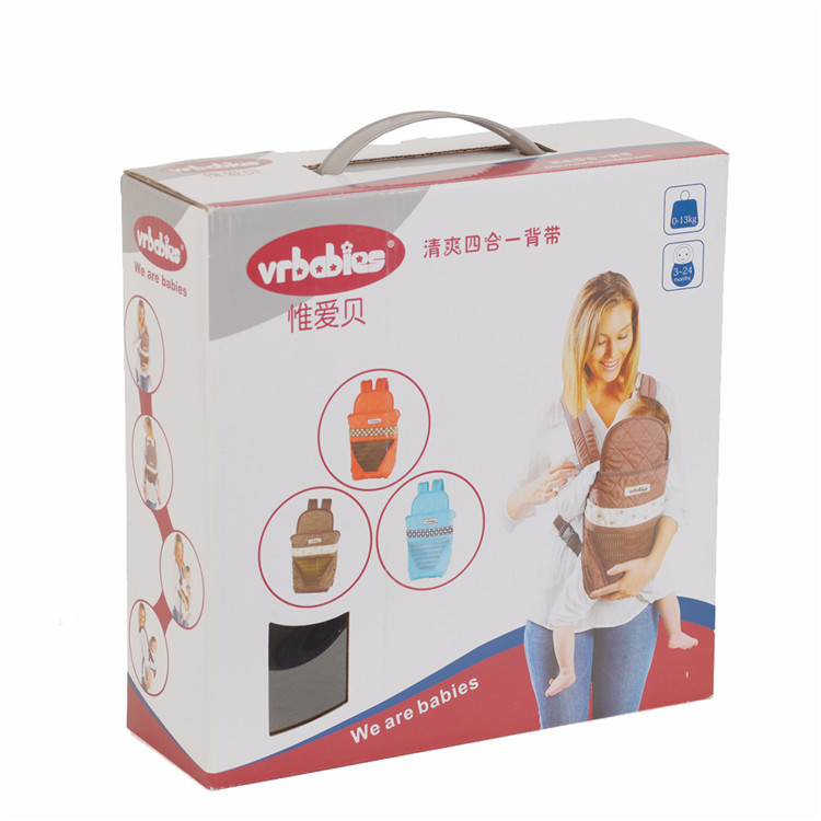 Quality Baby Sling Packaging Cardboard Corrugated Box With Plastic Handle Full Color for sale
