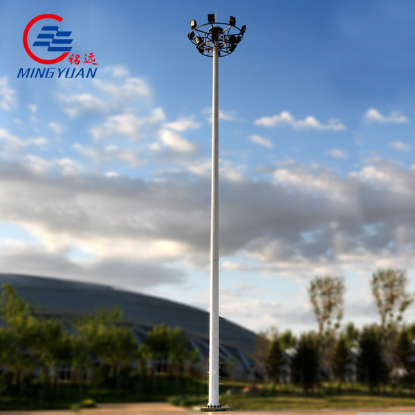 China 55m Steel Polygonal High Mast Light Pole Stadium LED Lamp Lighting Square Posts factory
