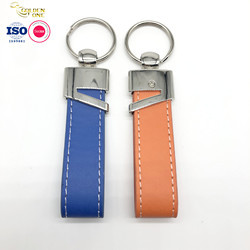 Quality PU Leather Key Chain Custom Color 9.8x3x2.5cm Die Casting Polishing Plating Ring for sale