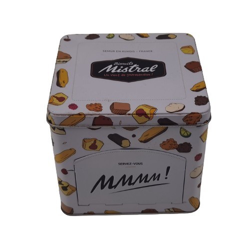 Quality Bulk Square Antique Chocolate Tin Box Collectible Chocolate Metal Tin Can With Dispenser for sale
