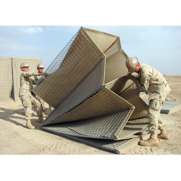 Quality Welded Hesco Barrier / Hesco Bastion Gabion Mesh Box With Brown Geotextile For Military for sale
