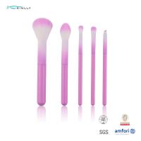 China Colorful 5pcs Cosmetic Makeup Brush Set With pink Plastic Handle for sale