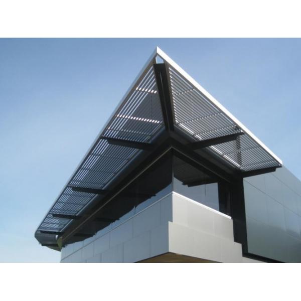 Quality Energy Efficient Extruded Aluminum Sun Shade Louvers Mill Finish Tinted Glass for sale