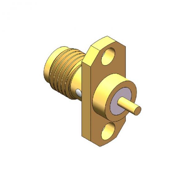 Quality Flange Mount RF Coaxial Connector Female 4 Holes Gold Plated Brass 50Ω Impedance for sale