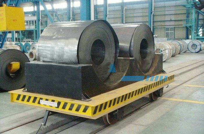 China 10 Ton Auto Workshop Equipment Flat Rail Transfer Cart Or Motorized Trolley factory