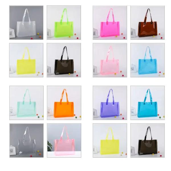 Quality Pink Orange Clear PVC Tote Bag Yellow Clear Mini Tote for sale