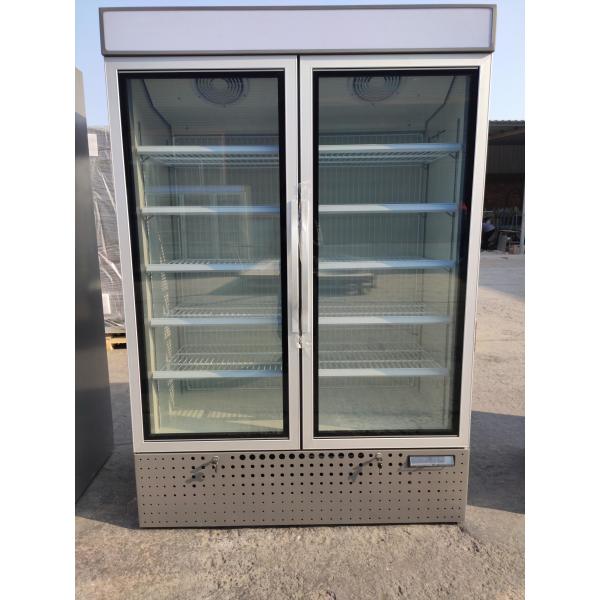 Quality Double Glass Door Commercial Refrigerator , Drink Display Cooler With LED Light for sale