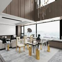 China SEDIA Modern Glass Dining Table Set For 6 Elliptic Shape factory