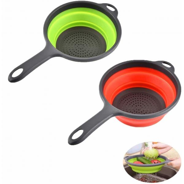 Quality Washable Pasta Silicone Collapsible Colander Strainer Silicone Kitchen Utensil Space-Saver Folding Strainer Colander for sale